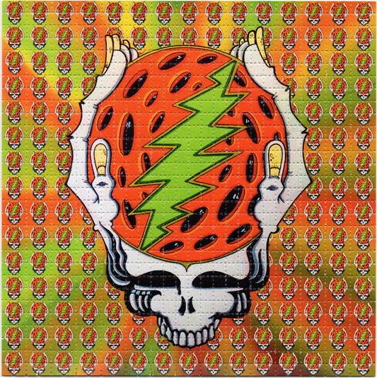 Orange Skull Hands  by Brian Miller Limited Edition LSD blotter art print