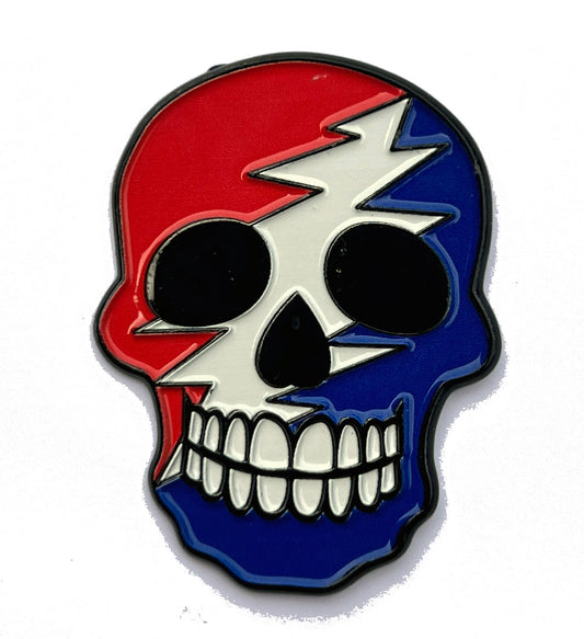 Red Blue Skull Bolt Pin