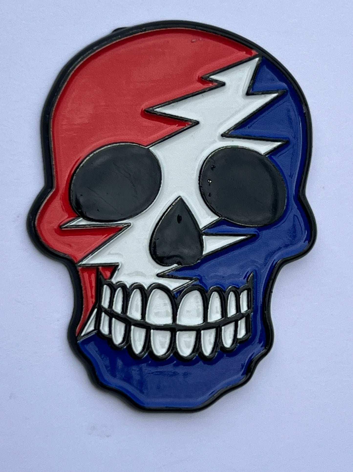 Red Blue Skull Bolt Pin