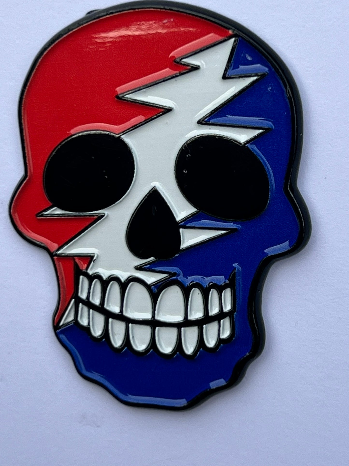 Red Blue Skull Bolt Pin