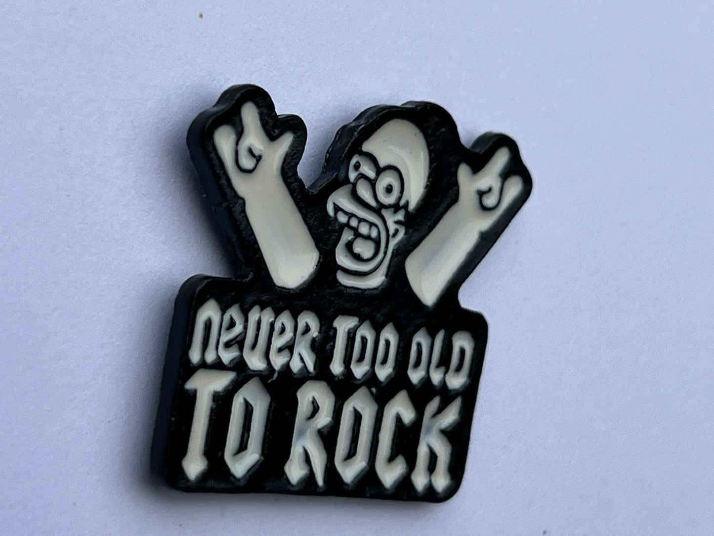 Homer Never to Old to Rock Pin