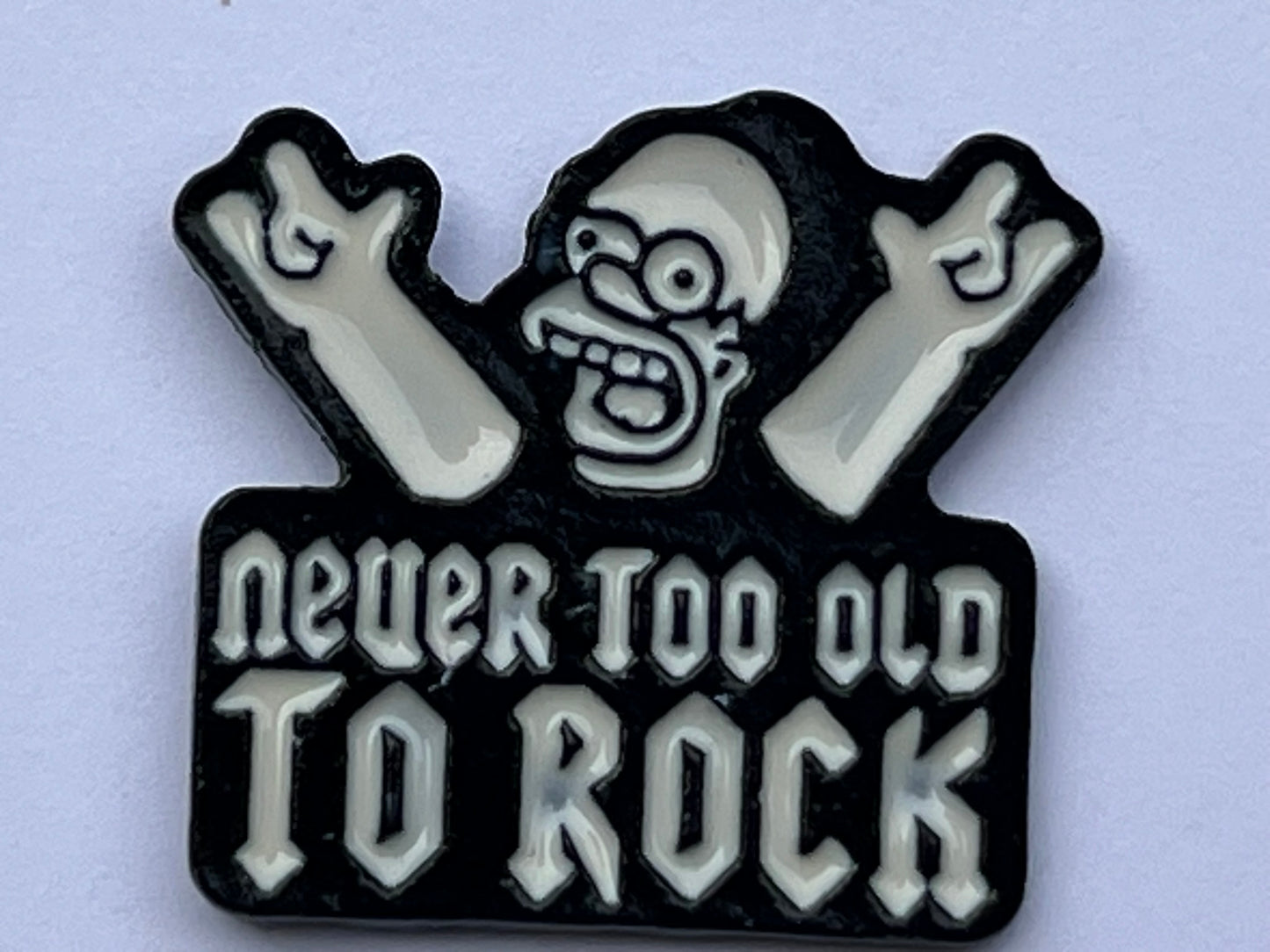 Homer Never to Old to Rock Pin
