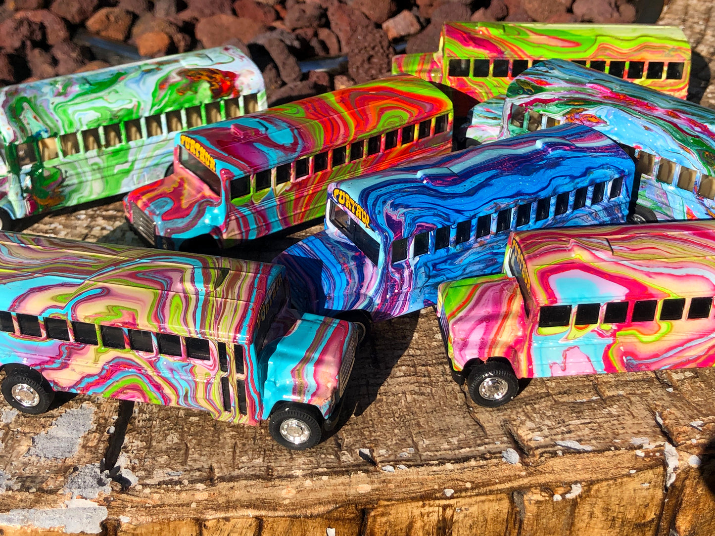 A Little Furthur - Smaller Hand Painted Dye Cast Toy Bus