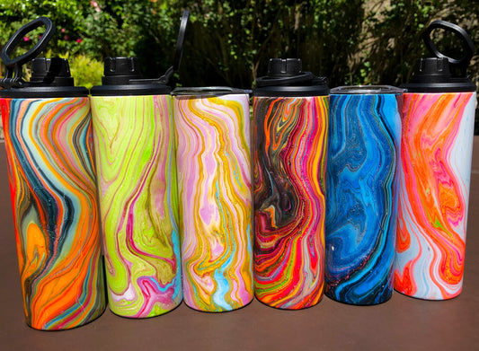 Psychedelic Tie Dye Water Bottle Hand Painted