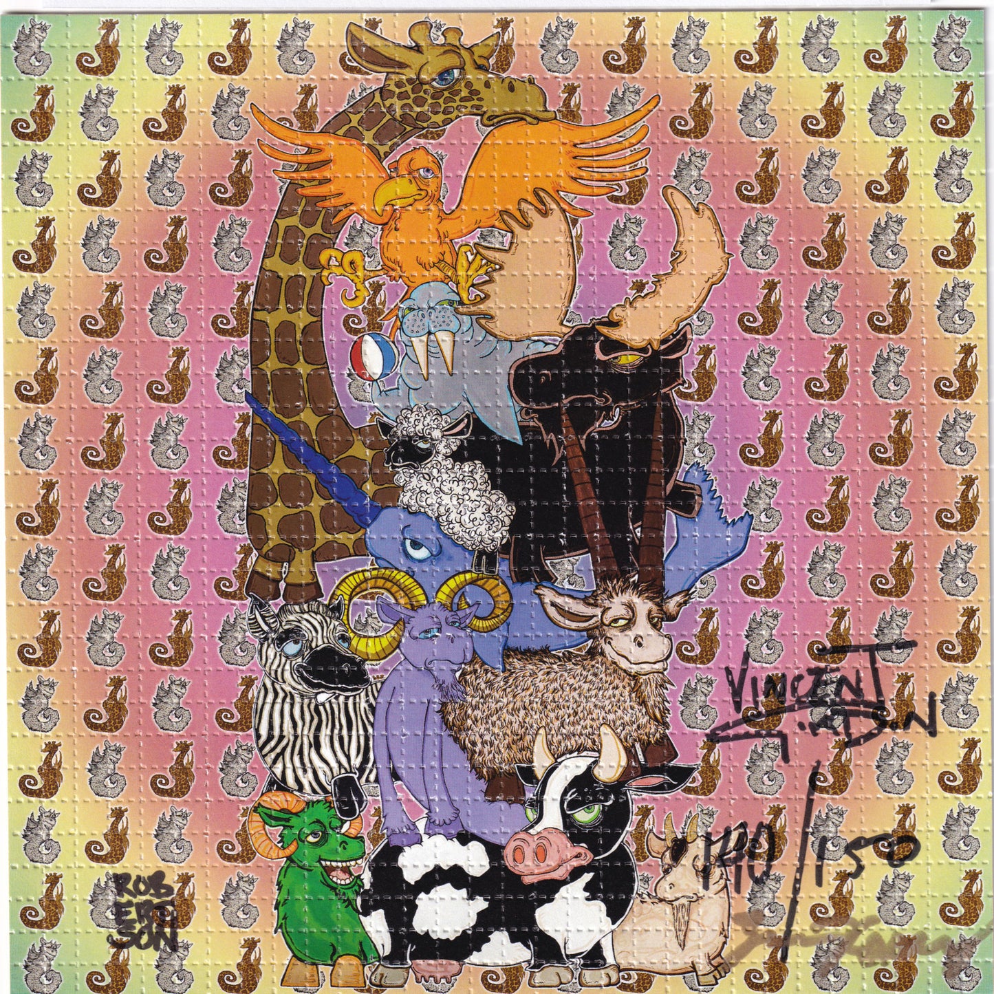 Animals by Vincent Gordon SIGNED Limited Edition LSD blotter art print