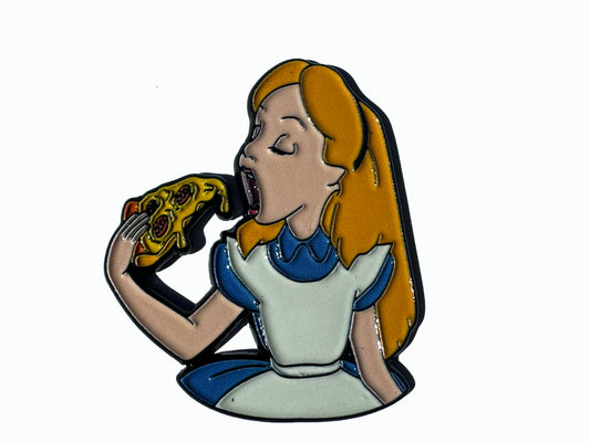 Alice Eats Pizza In Wonderland Hat Lapel Pin