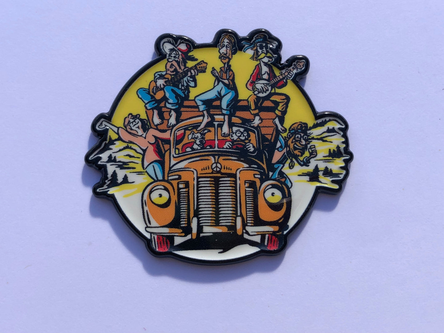 Party Band Truck Bluegrass Hippies Pin