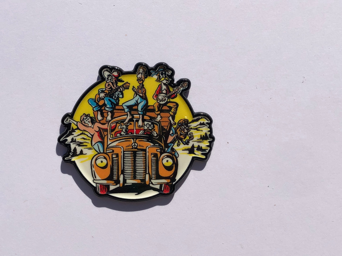 Party Band Truck Bluegrass Hippies Pin