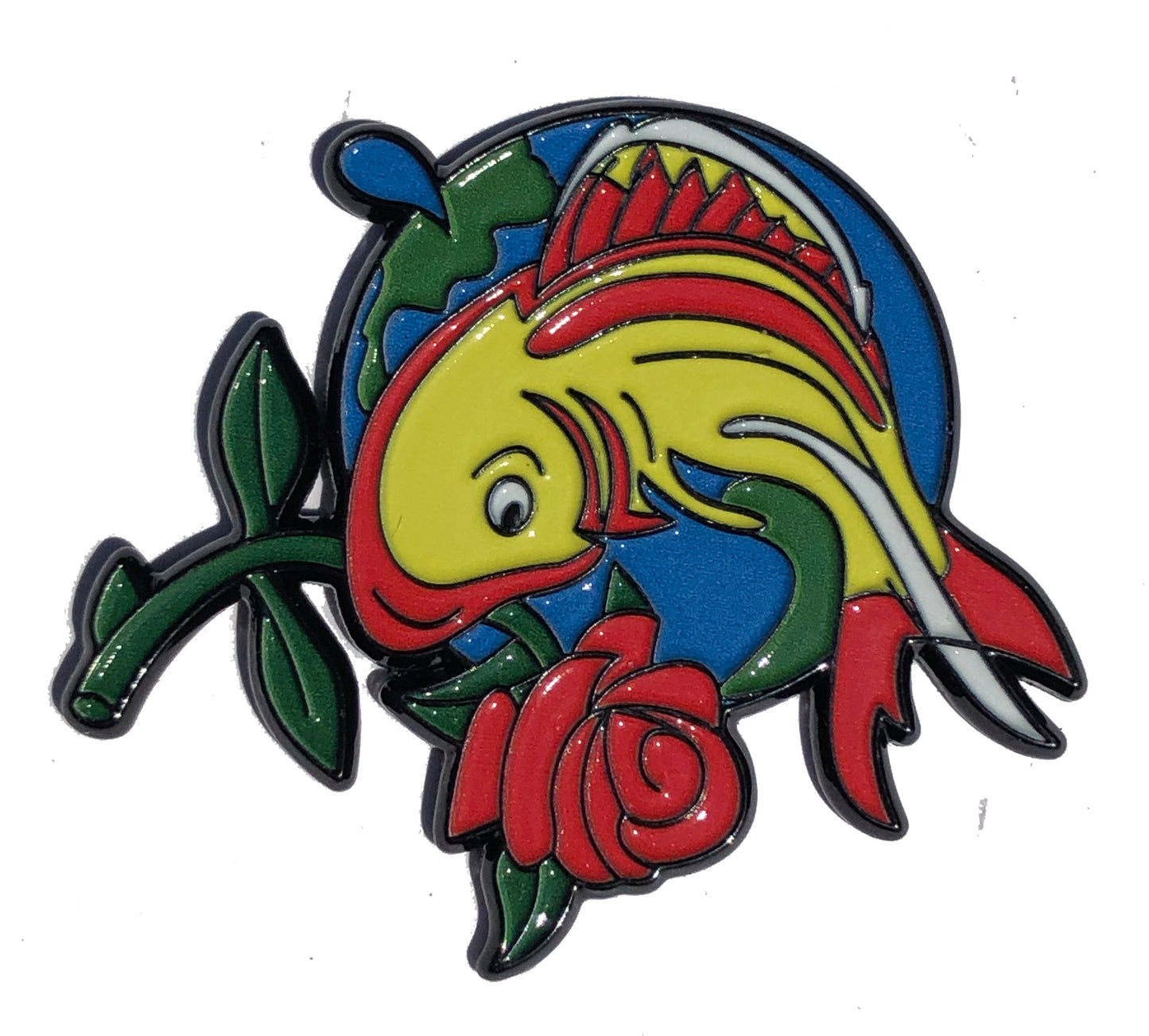 Koi Fish with Rose Pin