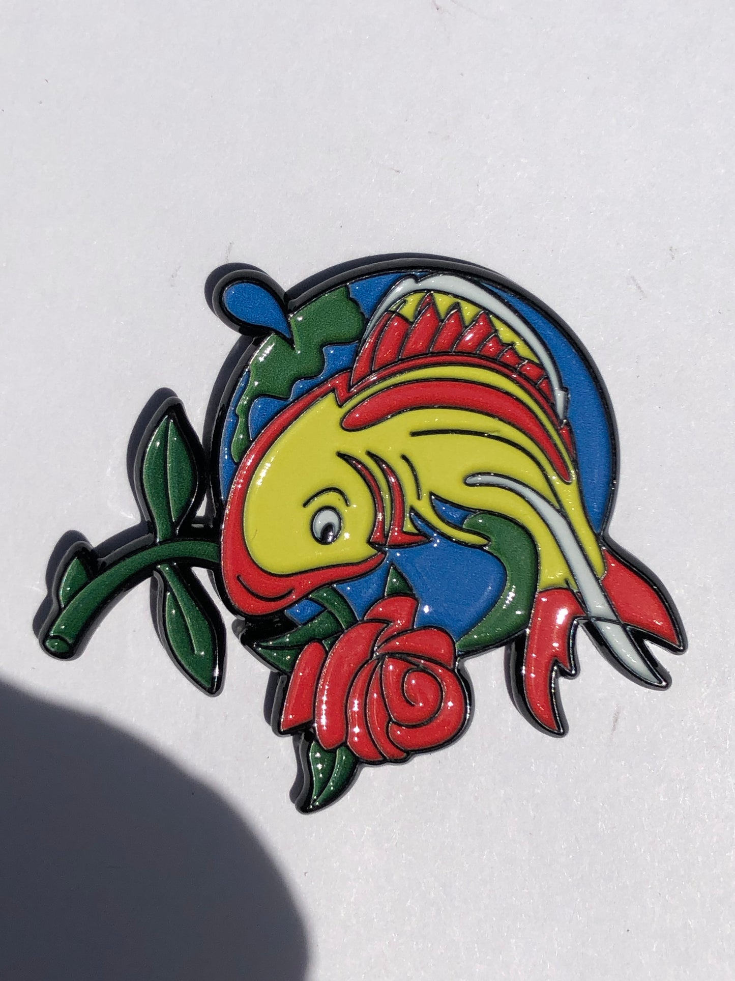 Koi Fish with Rose Pin