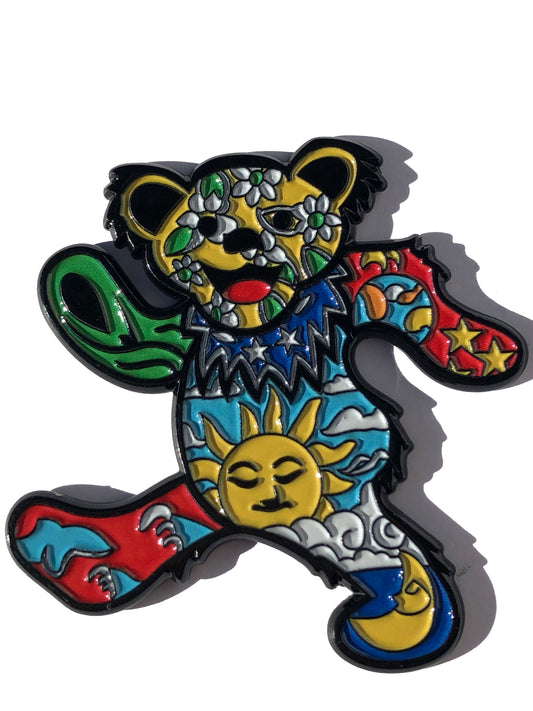 Grateful Patchwork Marching Bear Pin