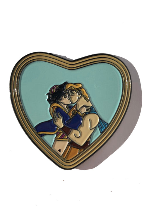 Hercules and Aladdin Kiss Pin