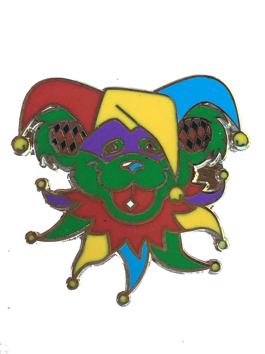 Prankster Marching Bear Harlequin Head Pin