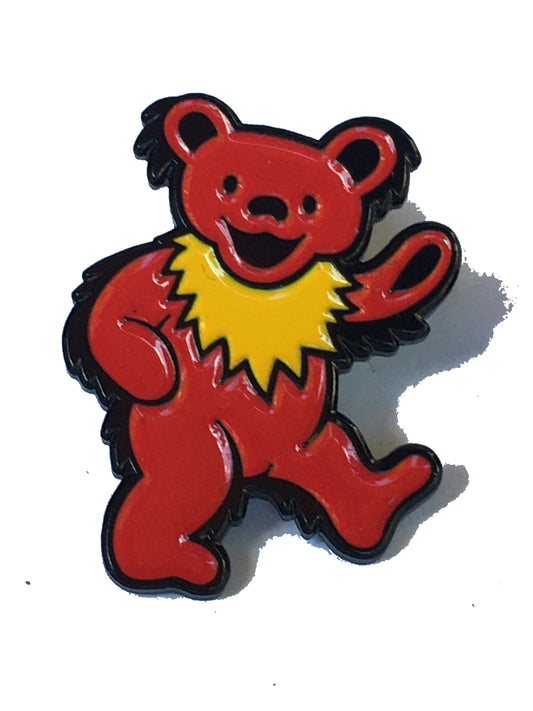 Red Marching Bear Pin