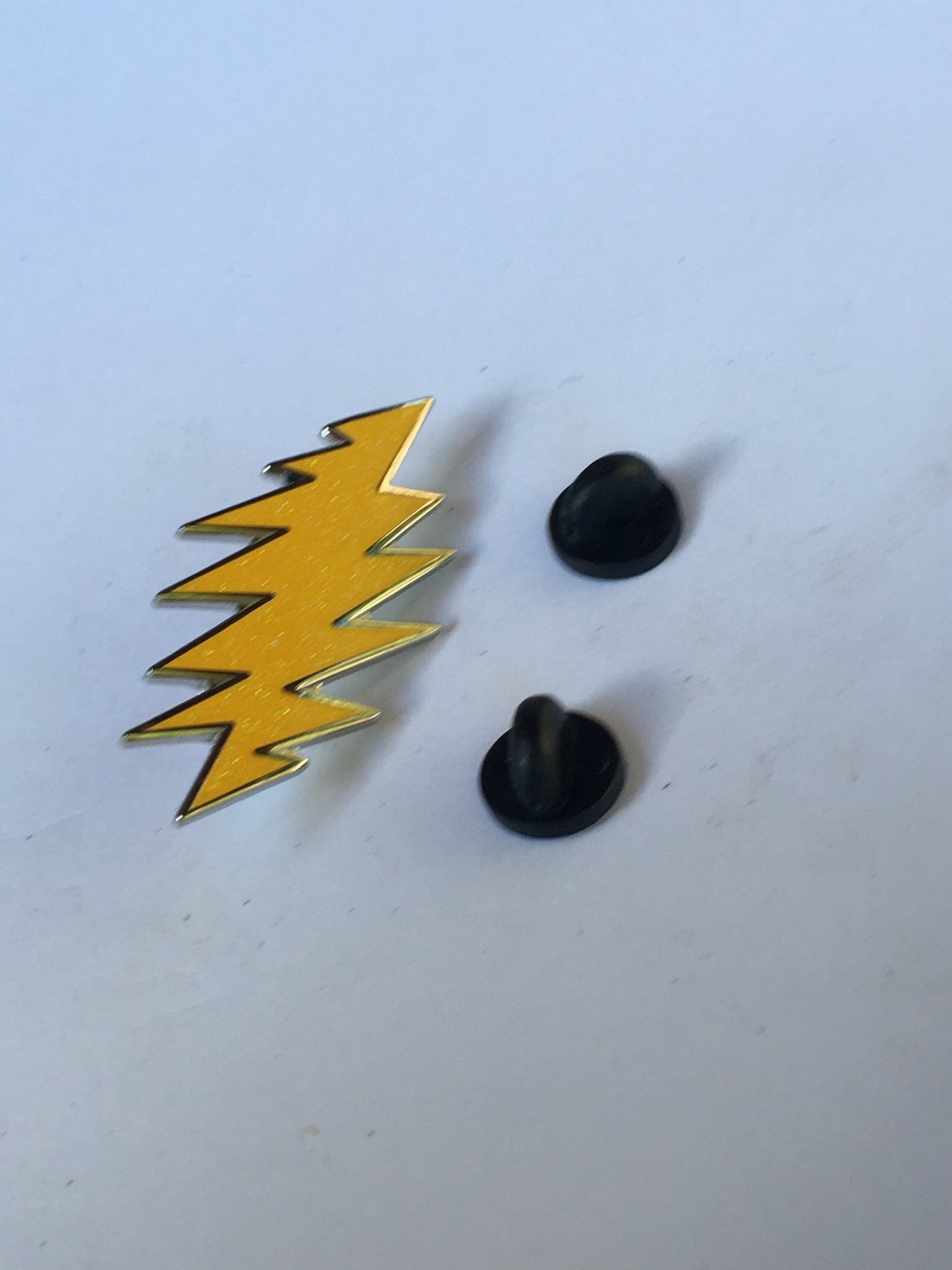 Yellow Glitter Grateful Bolt Pin