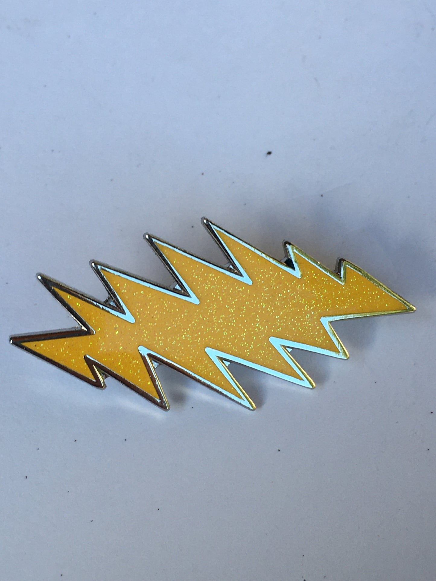 Yellow Glitter Grateful Bolt Pin