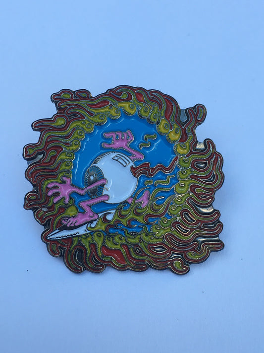 Surfing Eyeball Grateful Pin