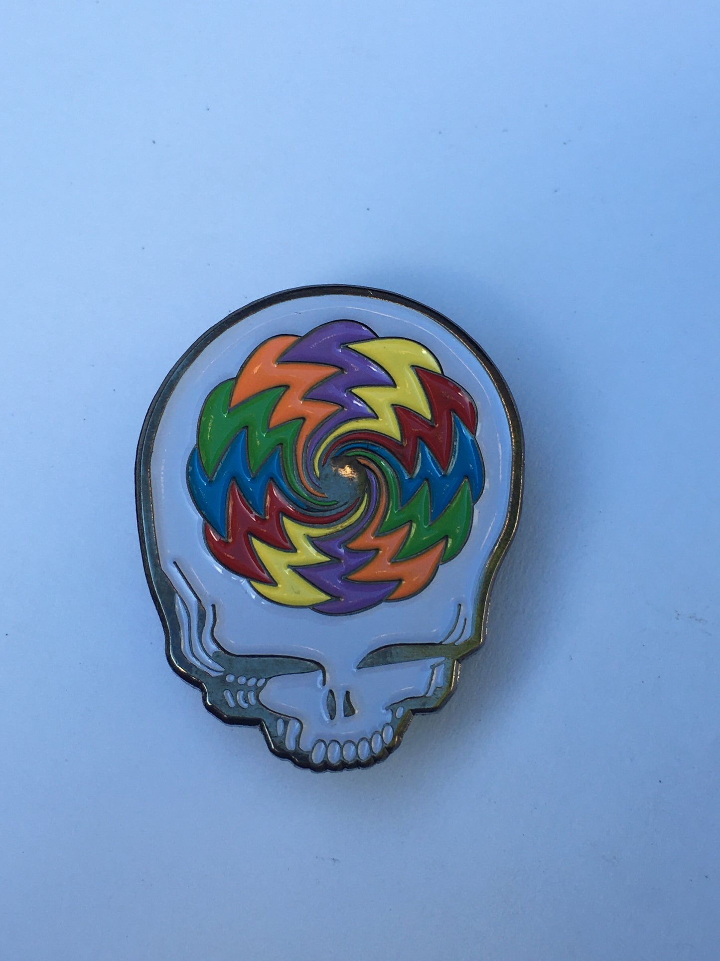 Swirly Rainbow Grateful Stealie Pin