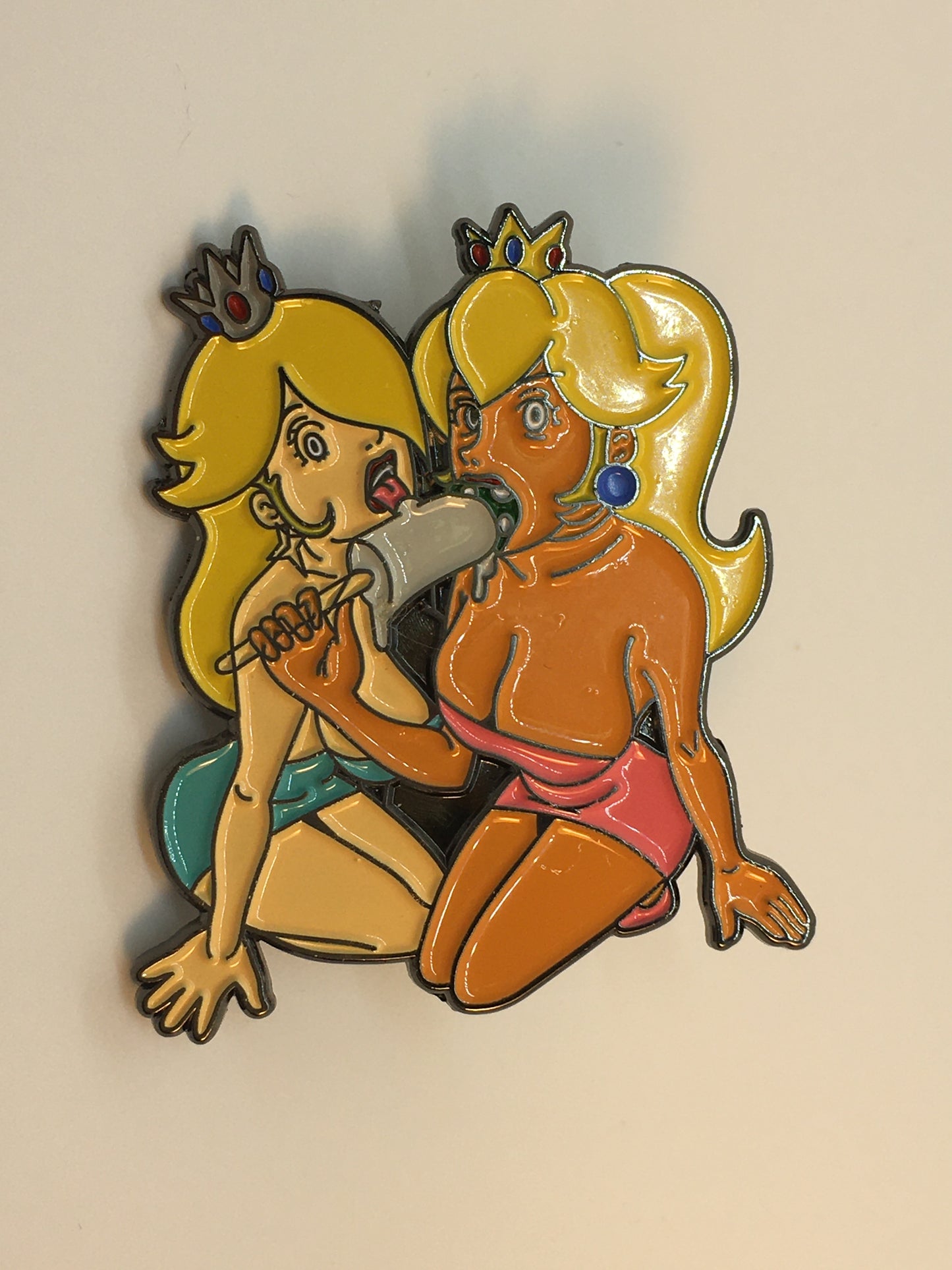 Daisy and Peach Slurp Mushroom Pin
