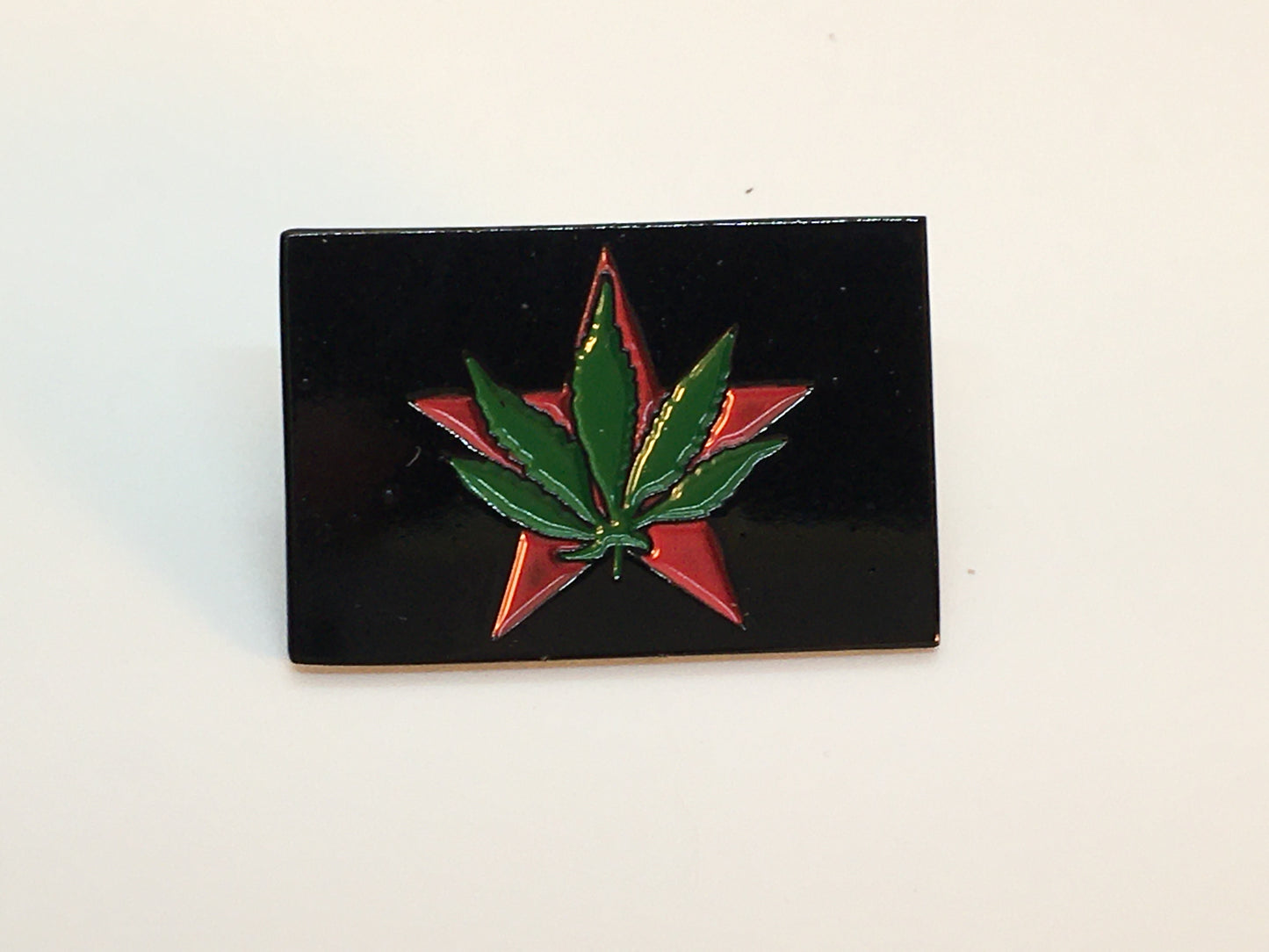 Cannabis Leaf Red Star Pin