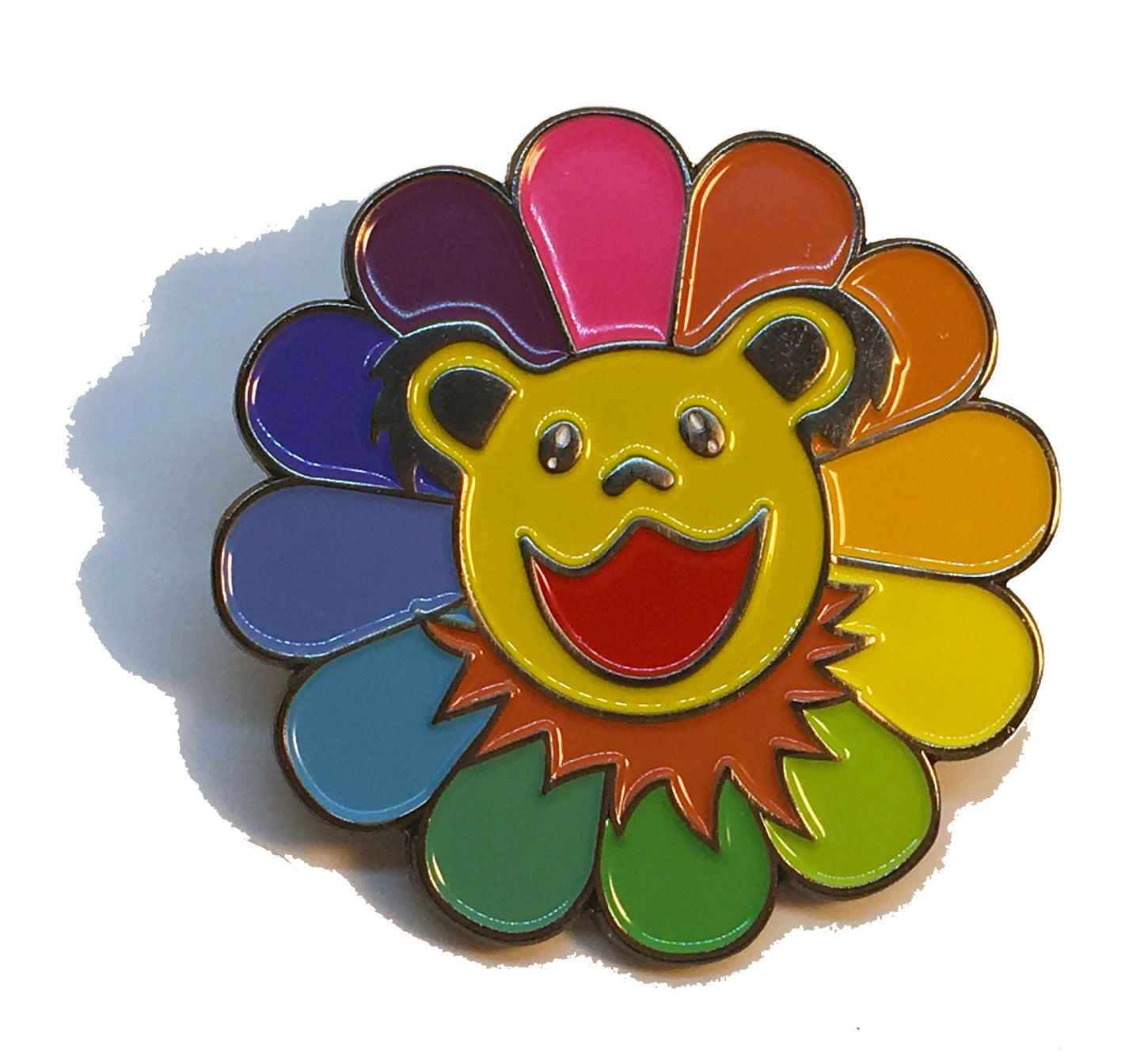 Rainbow Grateful Bear Head Pin