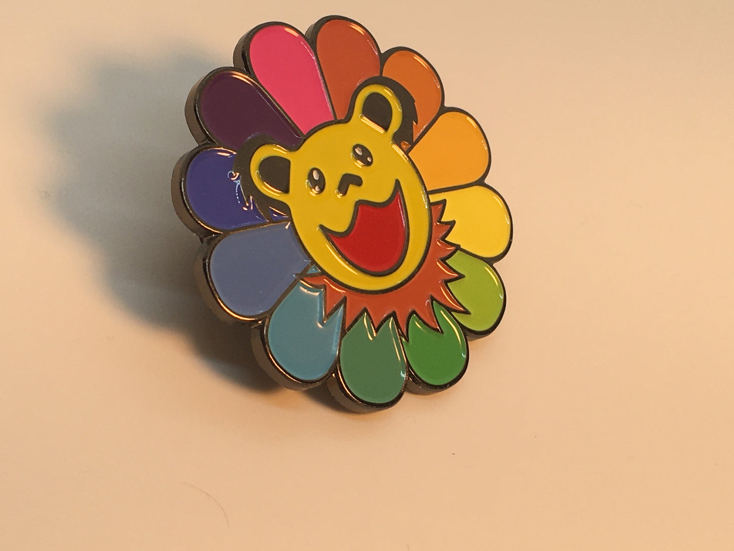 Rainbow Grateful Bear Head Pin