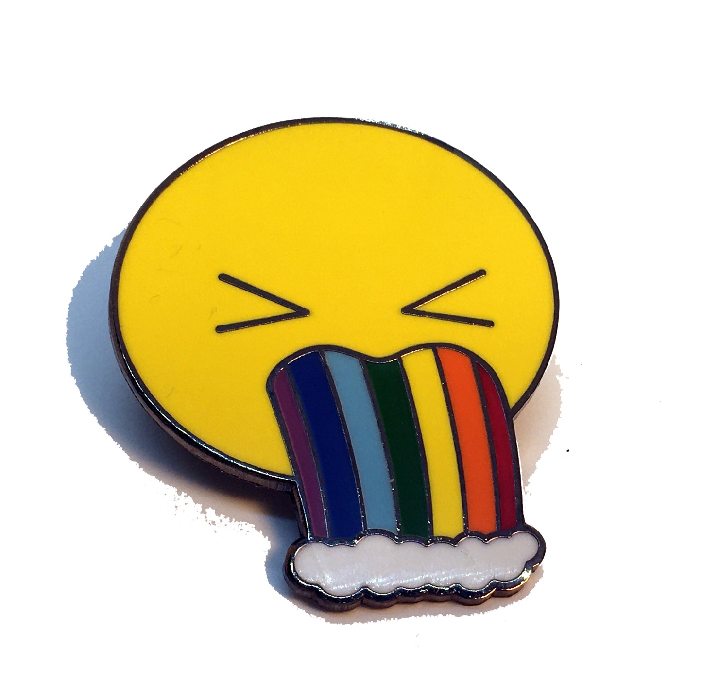 Smiley Face Rainbow Puke Pin