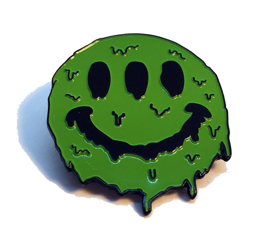 3 Eyed Green Smiley Face Melting Pin