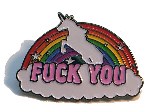 FU Unicorn Rainbow Jump Pin