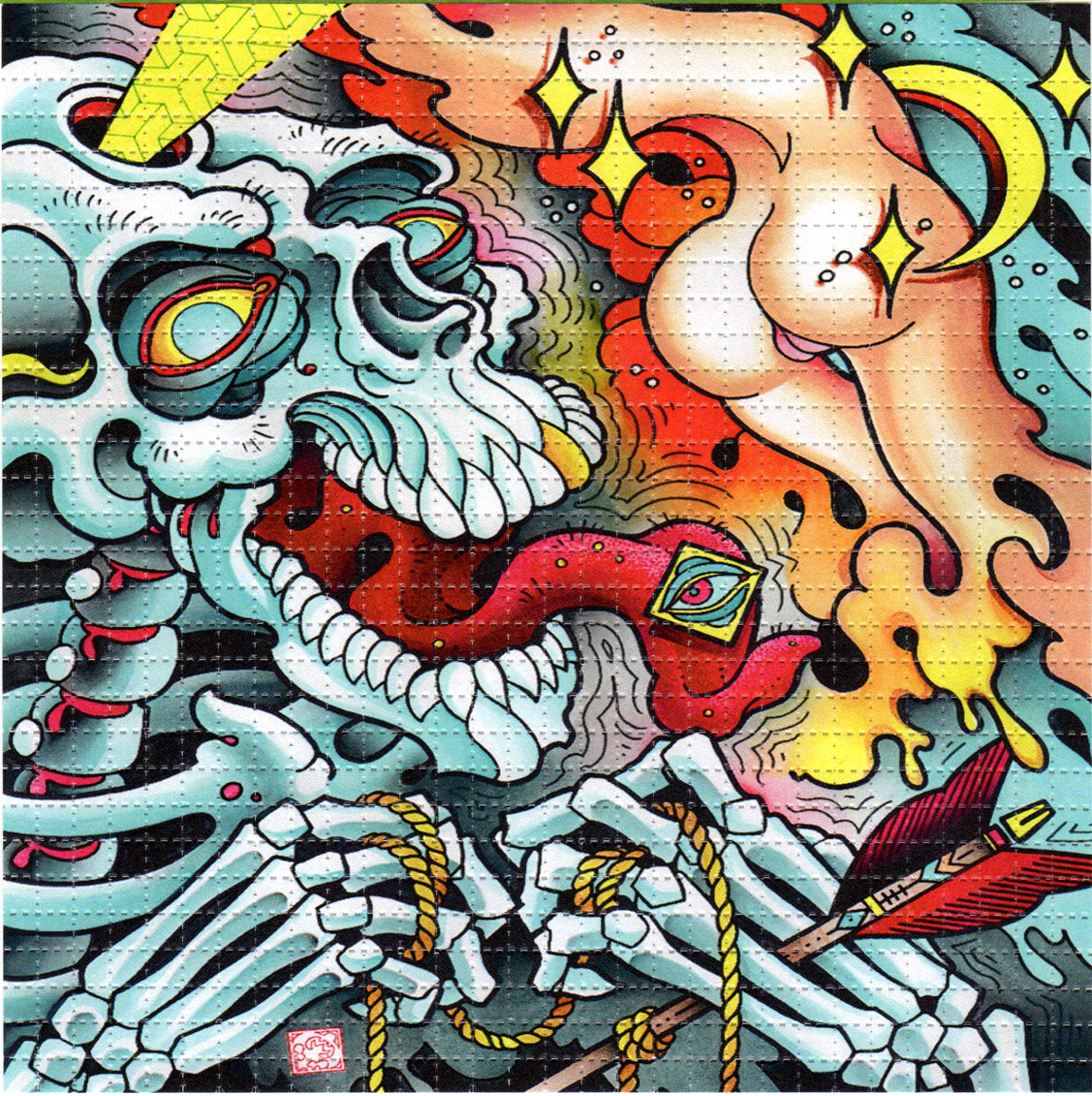 Tab/pussy Skull Tongue LSD blotter art print