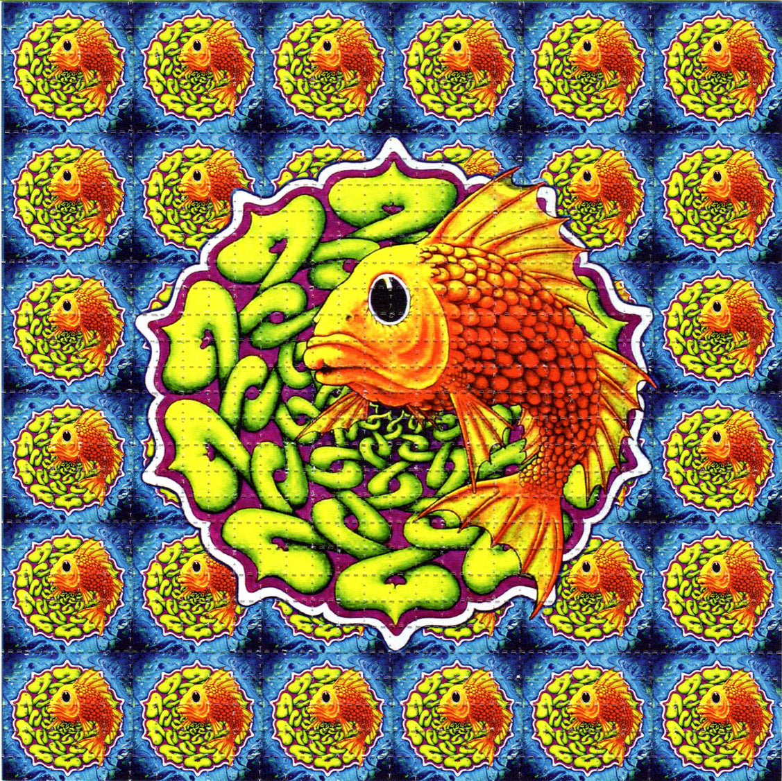 Gold Phish LSD blotter art print