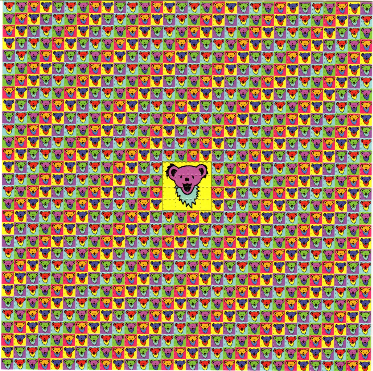 Small Bear Heads LSD blotter art print