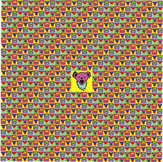 Small Bear Heads LSD blotter art print