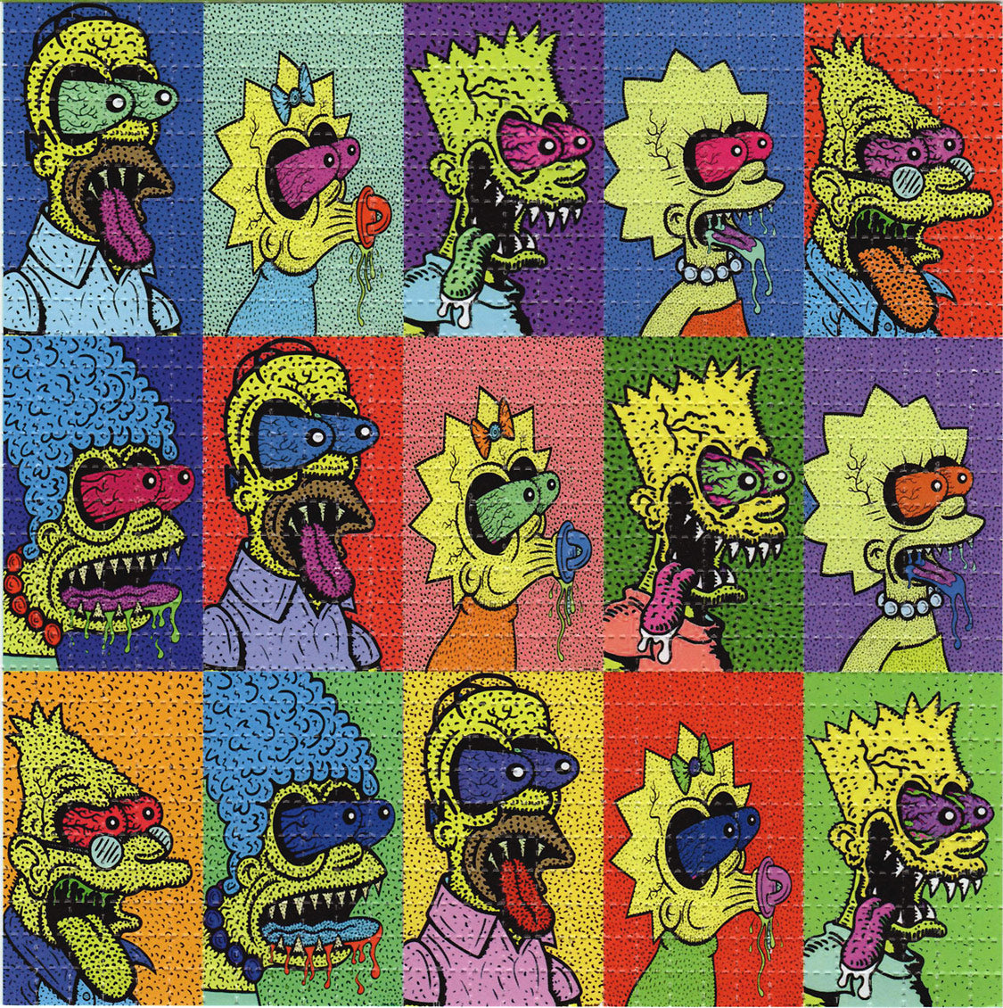 Wild Trippy Simpson Zombie  Tabs LSD blotter art print