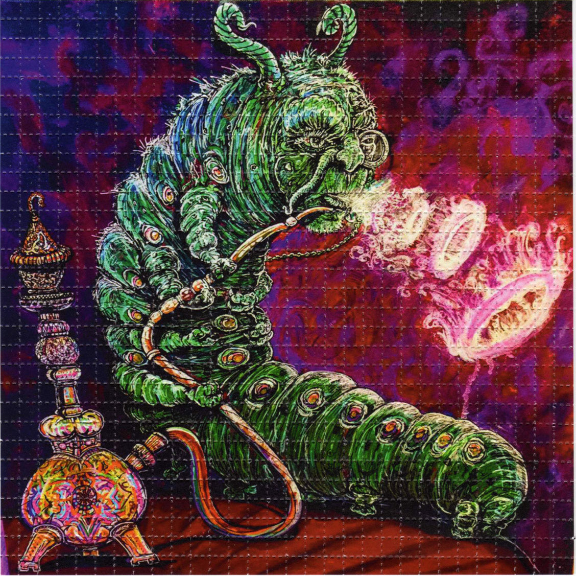 Hookah Smoking Caterpillar  LSD blotter art print