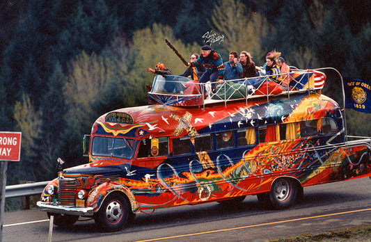 Ken Kesey and Merry Pranksters Riding on top of Furthur Bus POSTER