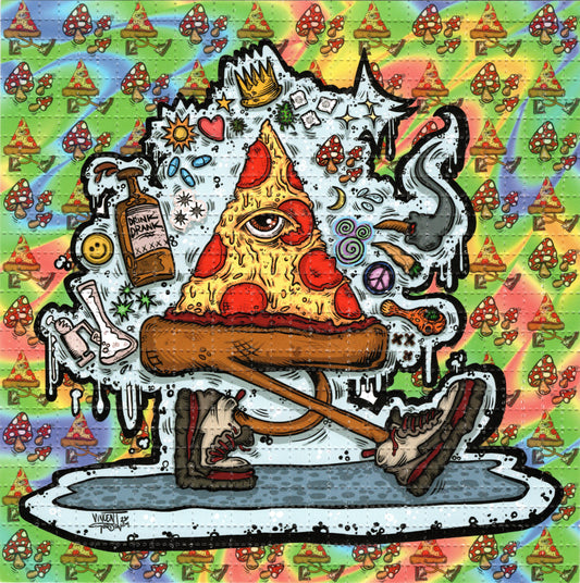 Peace Love & Pizza by Vincent Gordon SIGNED Limited Edition LSD blotter art print