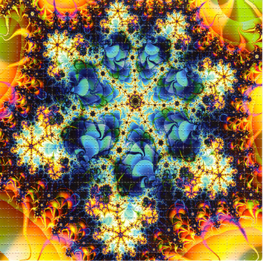 Yellow Blue Star Fractal LSD blotter art print