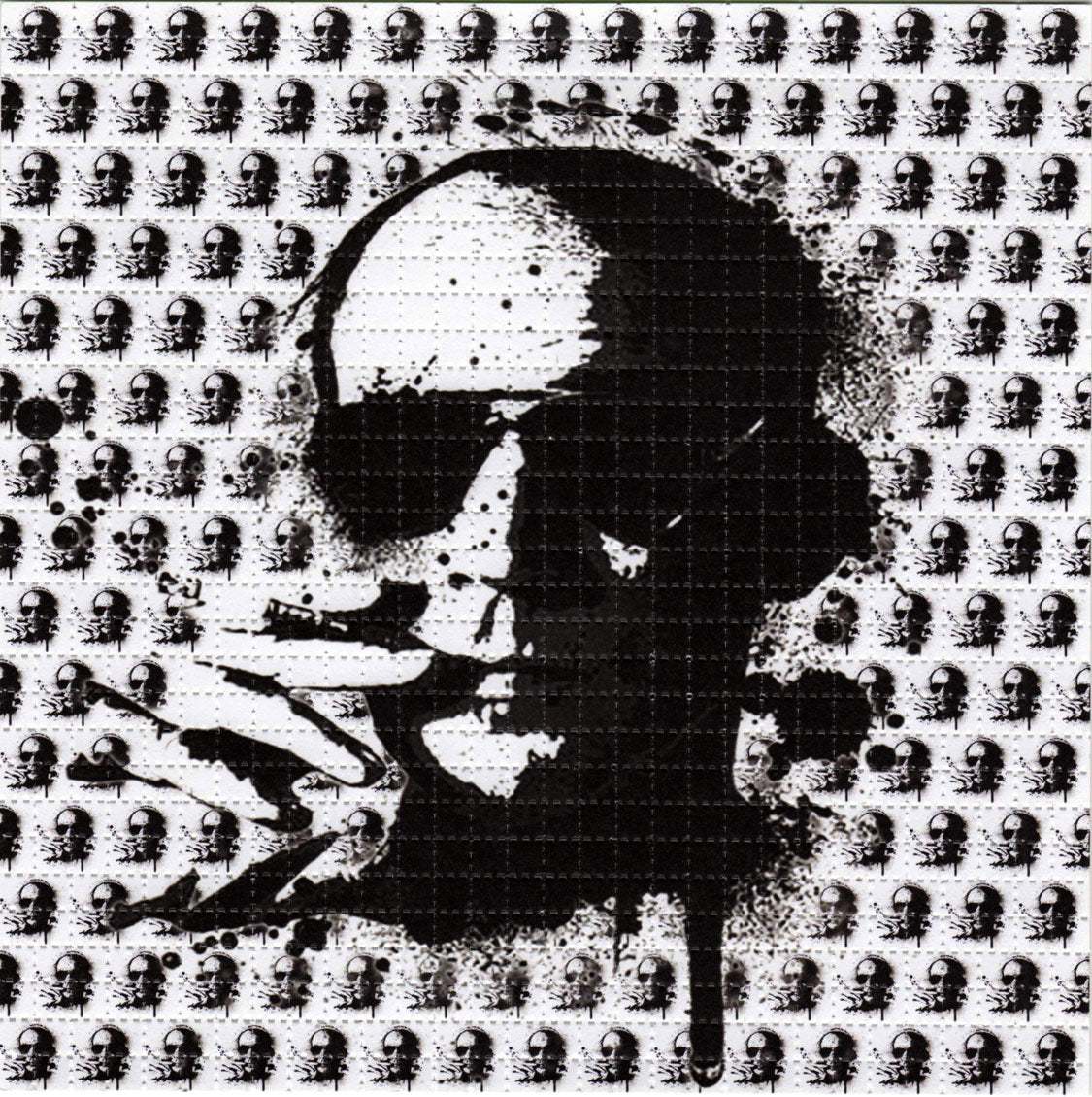 B/W Hunter S Thompson LSD blotter art print