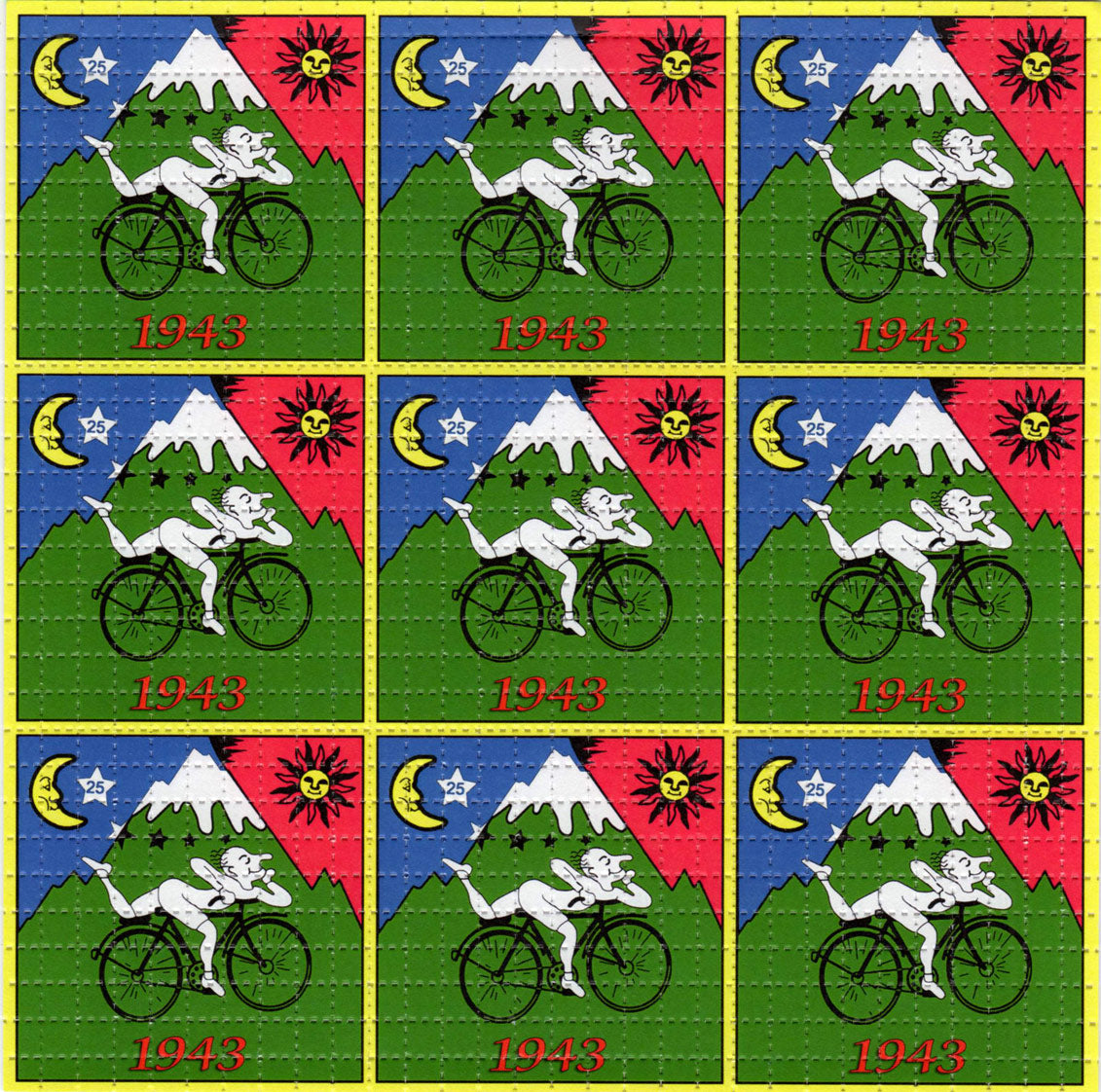 Hofmann Bicycle Day X9 LSD blotter art print