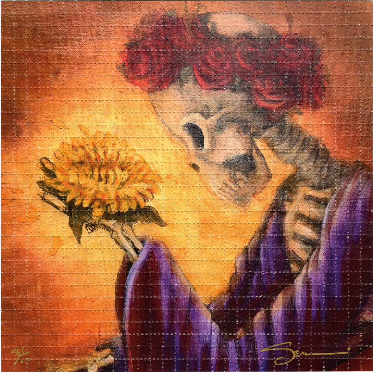 Bertha With Chrysanthemum by Mark Serlo Limited Edition LSD blotter art print