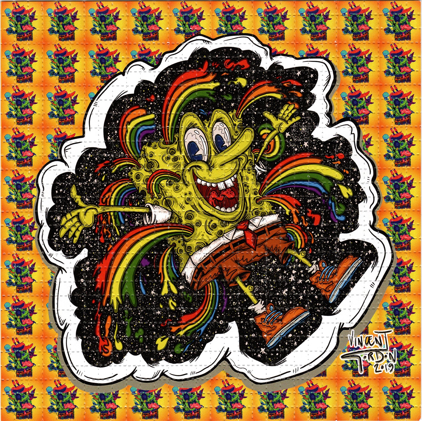 Rainbow Spunbob  by Vincent Gordon SIGNED Limited Edition LSD blotter art print