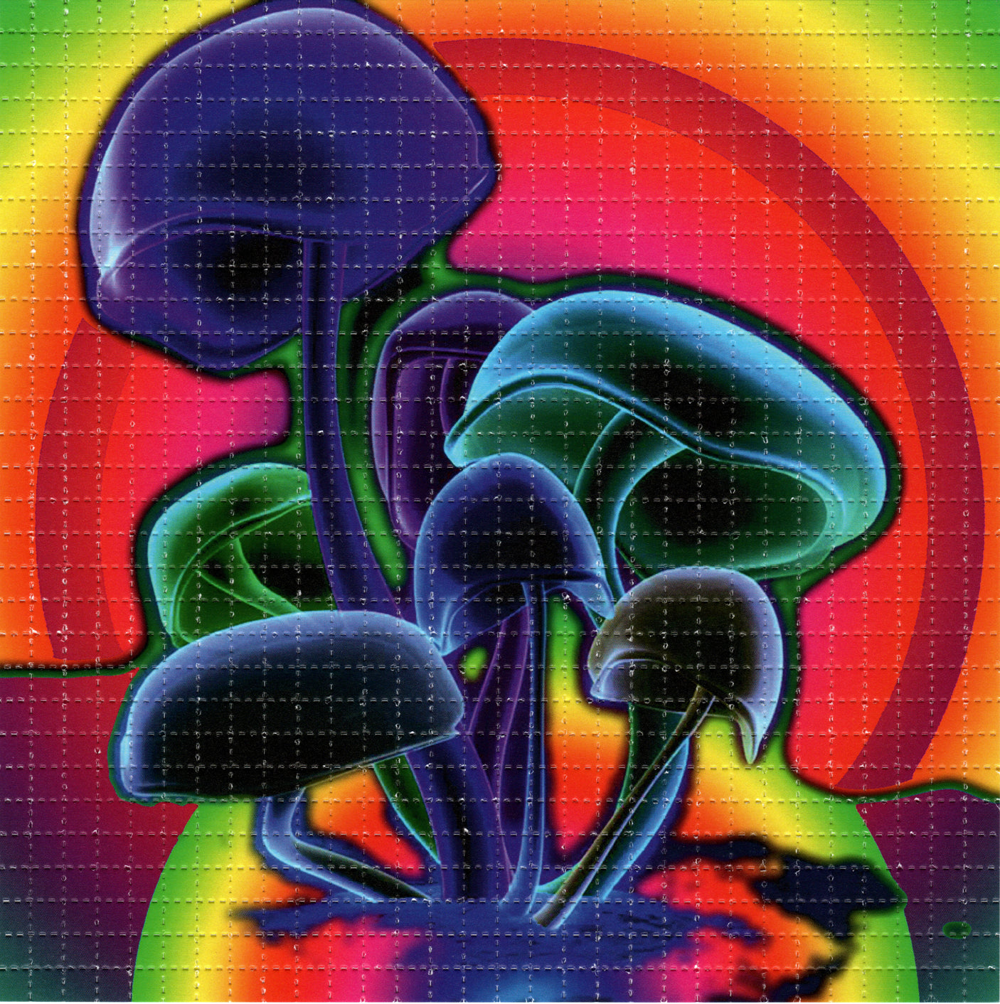 Neon Shrooms V2 LSD blotter art print