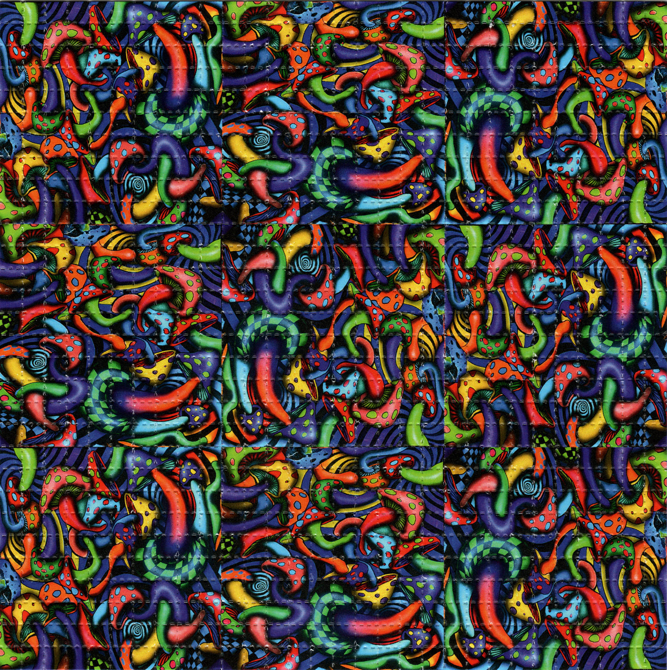 Technicolor Magic Mushrooms by Visual Fiber SIGNED Limited Edition LSD blotter art print