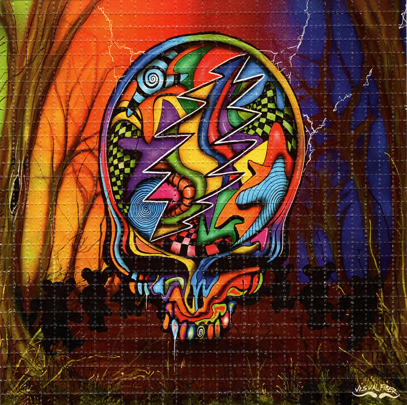 Deadhead Skull woods by Visual Fiber SIGNED Limited Edition LSD blotter art print