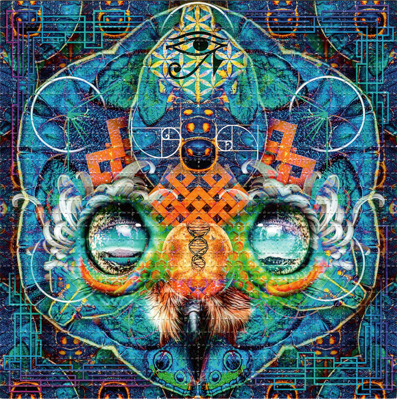 Sacred Blue Owl by Zack Prestage SIGNED Limited Edition LSD blotter art print