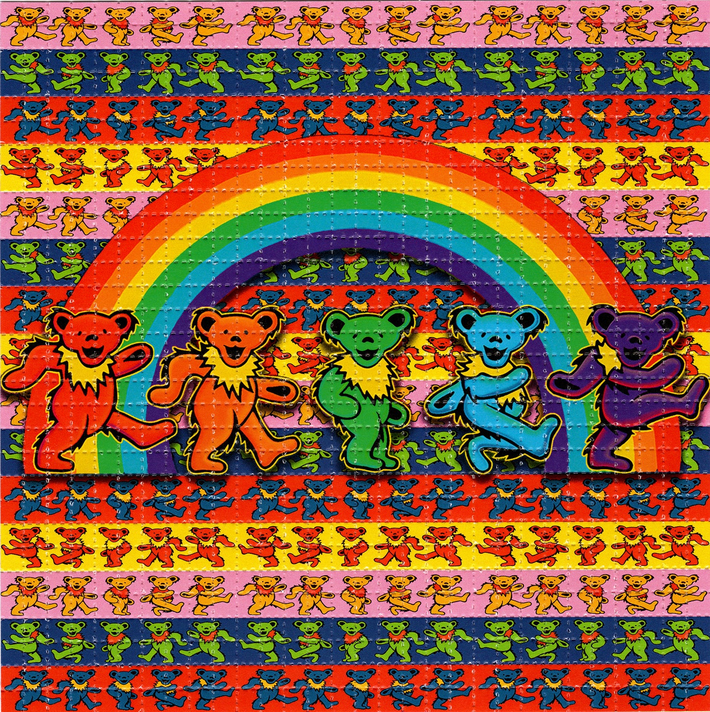 Rainbow Marching Bears LSD blotter art print