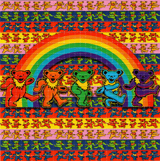 Rainbow Marching Bears LSD blotter art print