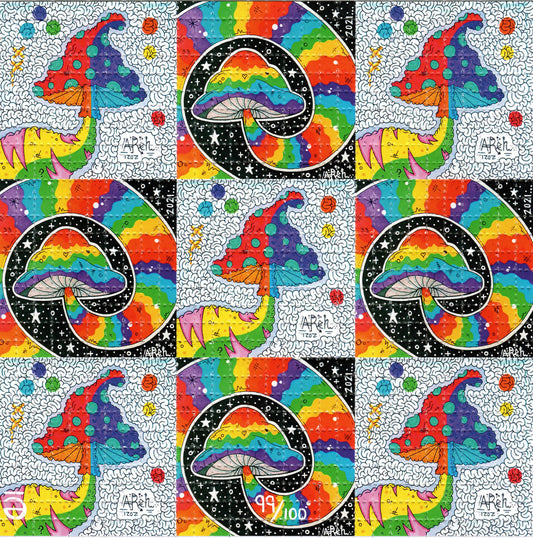 Mushrooms X9  by Aaron Rehschuh Areh SIGNED Limited Edition LSD blotter art print