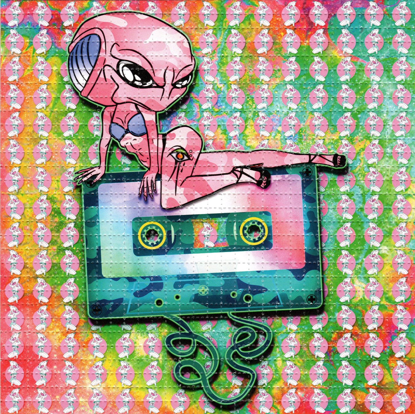 Sexy Cassette Alien by Vini Kiniki SIGNED Limited Edition LSD blotter art print